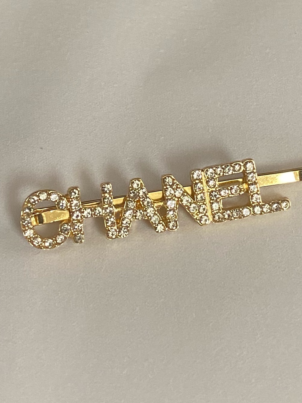 Chanel Gold Crystal Logo Hair Clip - Picture 2 of 6